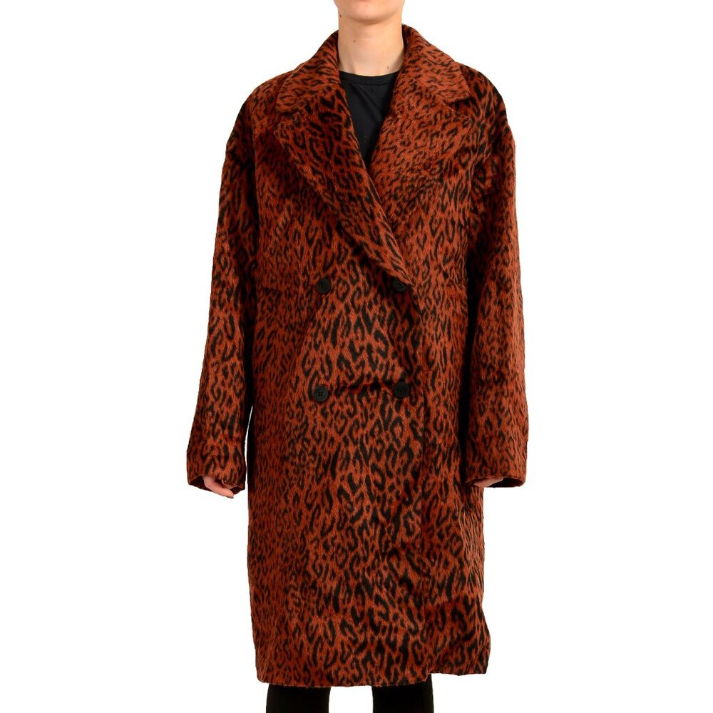 Hugo Boss Women's "Marca" Animal Print Double Breasted Coat US 12 IT 48